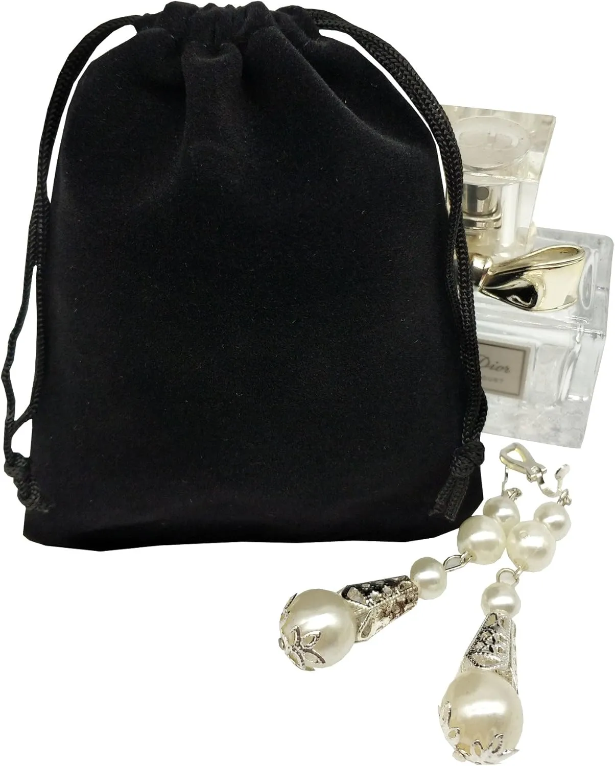 50pcs Velvet Drawstring Bags Jewelry Bags Pouches (Black, 5" X 7")
