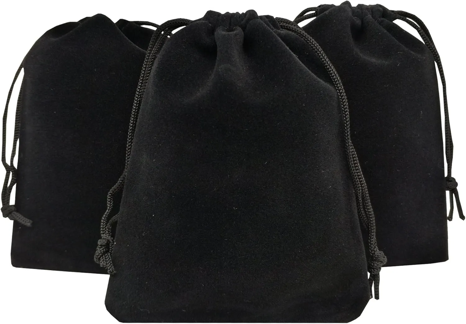 50pcs Velvet Drawstring Bags Jewelry Bags Pouches (Black, 5" X 7")