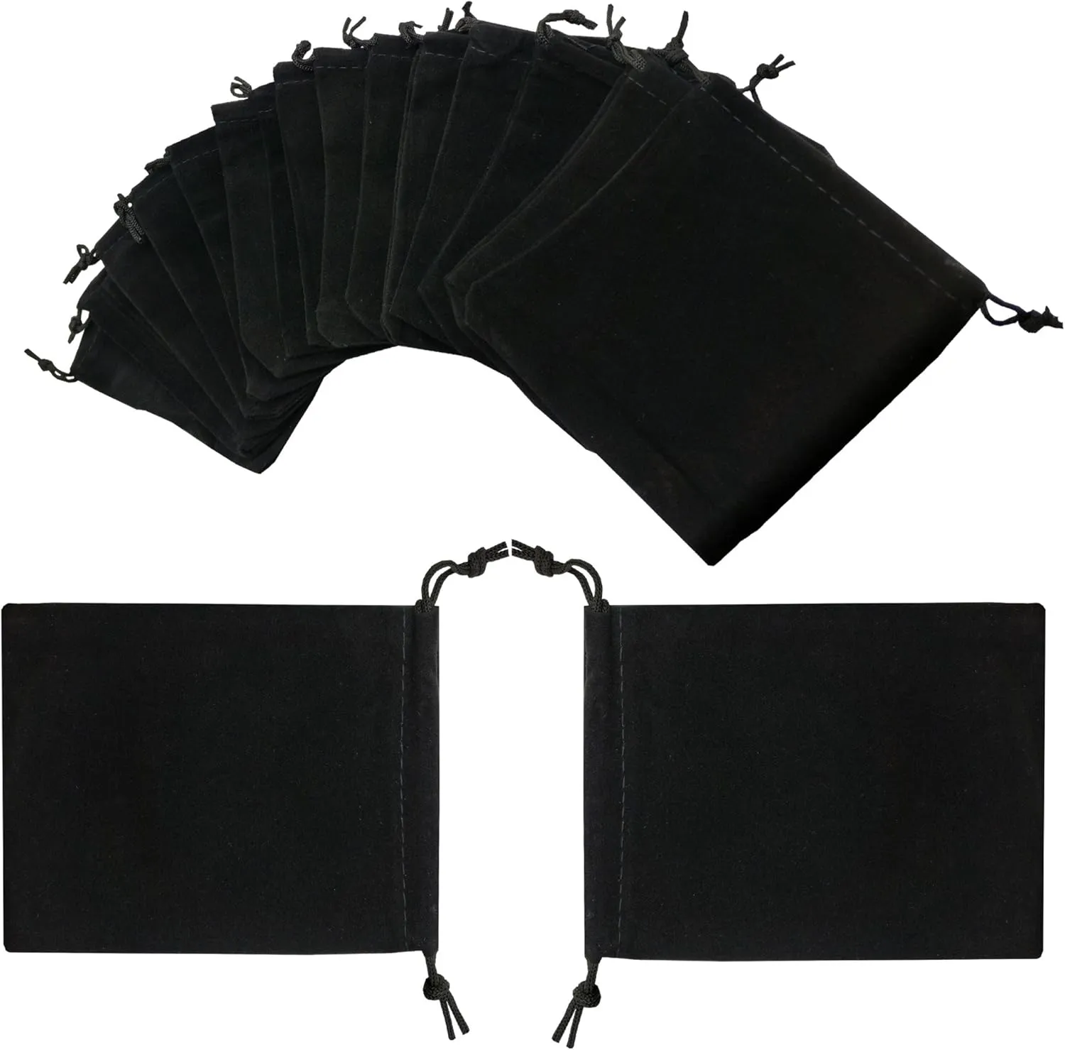 50pcs Velvet Drawstring Bags Jewelry Bags Pouches (Black, 5" X 7")