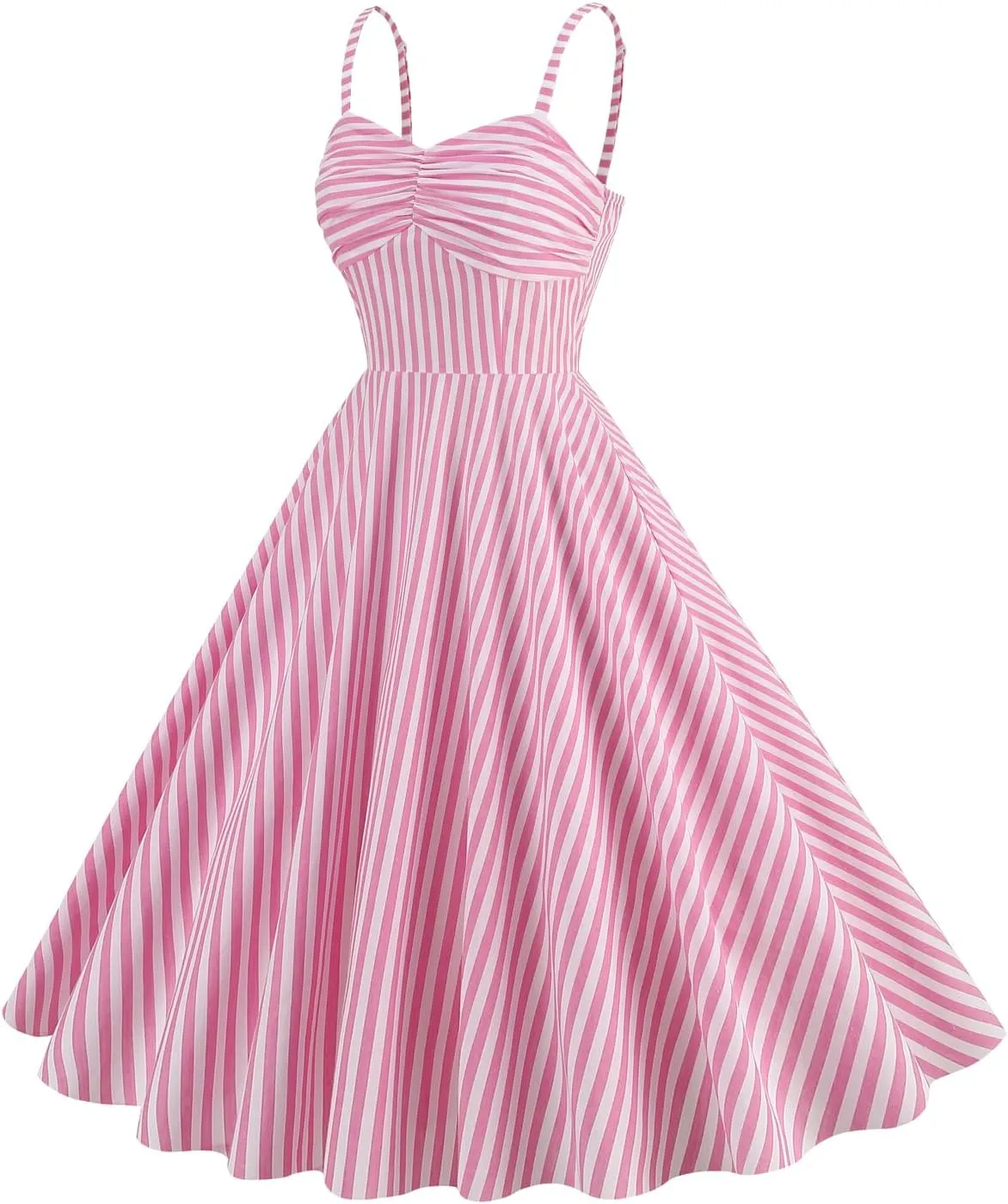 50s Pink Plaid Dresses for Women Vintage 1950s Pink Gingham Dress Spaghetti Straps Rockabilly Pinup Dresses Halloween Cosplay