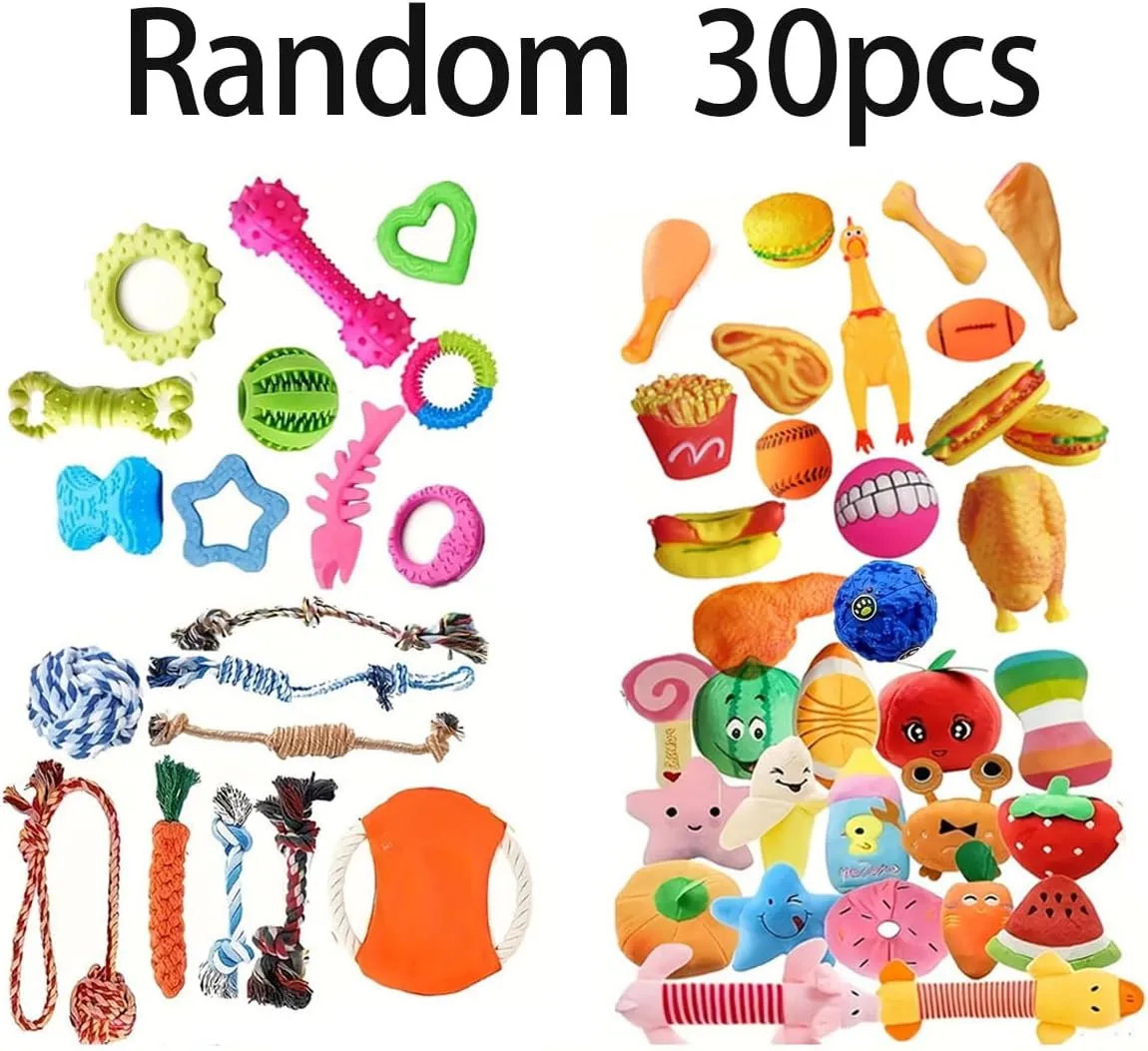 5/10/15/20/30pcs Interactive Cotton Puppy Toy Bundle - Tough, Durable Playtime Chews for Small to Medium Dogs - Assorted Audible Squeak Toys for Everyday Fun (30pcs（Random delivery）)
