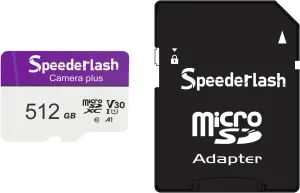 512GB Micro SDXC Memory Card, Camera Plus TF Card with Adapter, Up to 100MB/s Read Speed, 4K UHD&5K Video Support, U1, V30, A1 Rated, Waterproof, for Security Camera, Dashcam, Drones