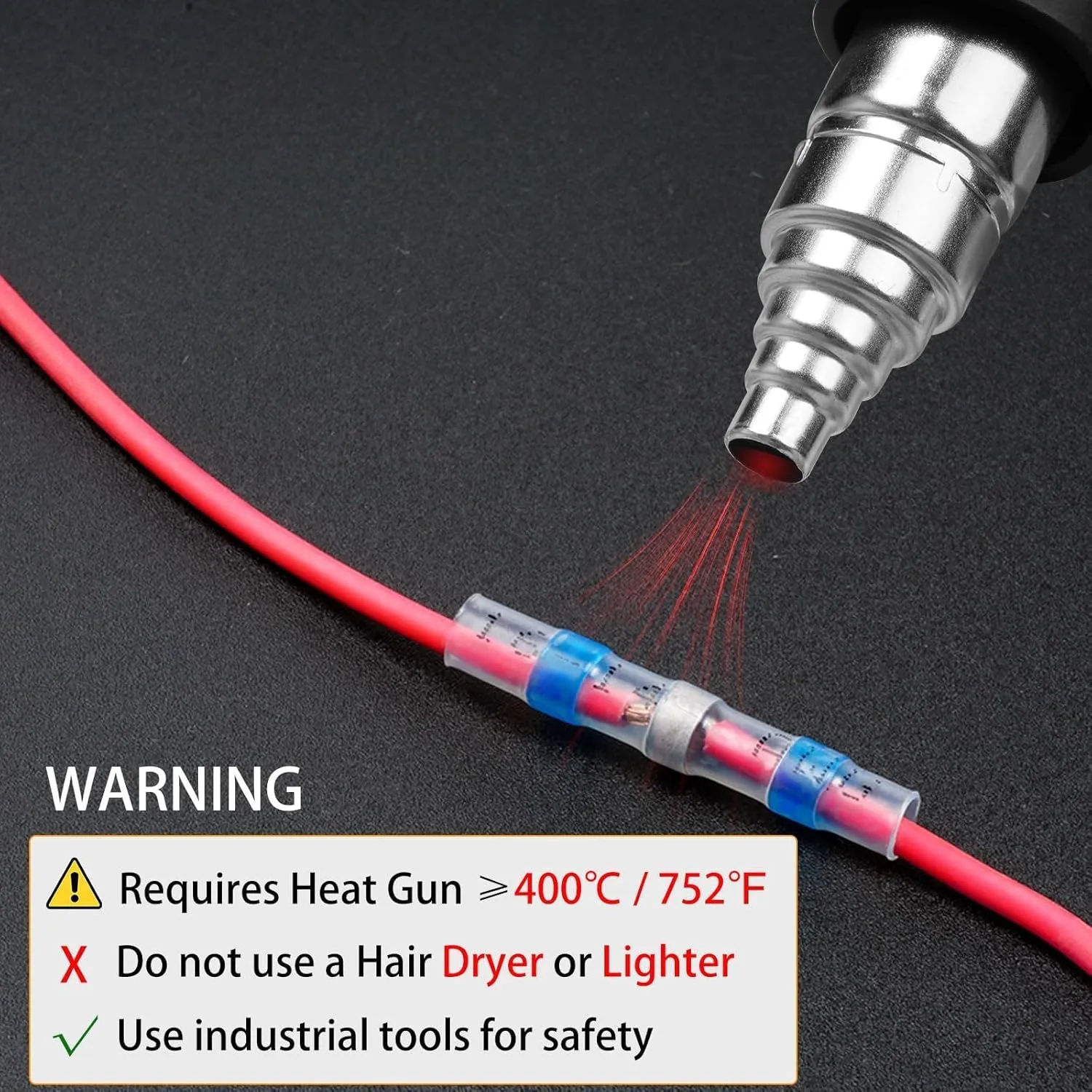 600PCS Heat Shrink Wire Connectors, Marine & Auto Solderless Waterproof Connectors for Heavy-Duty Applications - 10-26 AWG, 5 Sizes
