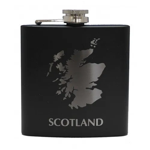6oz Matt Black Hip Flask in 9 Designs