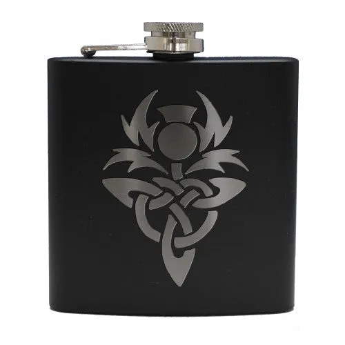 6oz Matt Black Hip Flask in 9 Designs