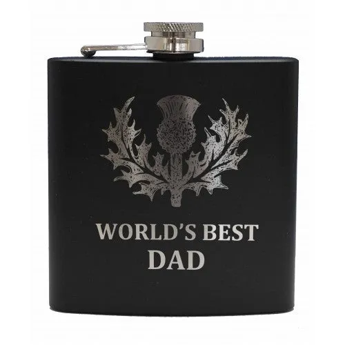 6oz Matt Black Hip Flask in 9 Designs