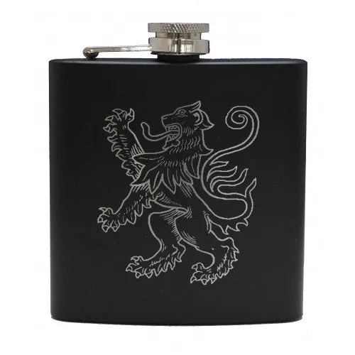 6oz Matt Black Hip Flask in 9 Designs