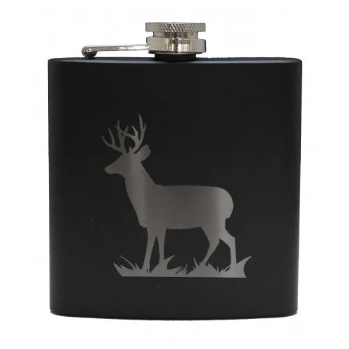 6oz Matt Black Hip Flask in 9 Designs