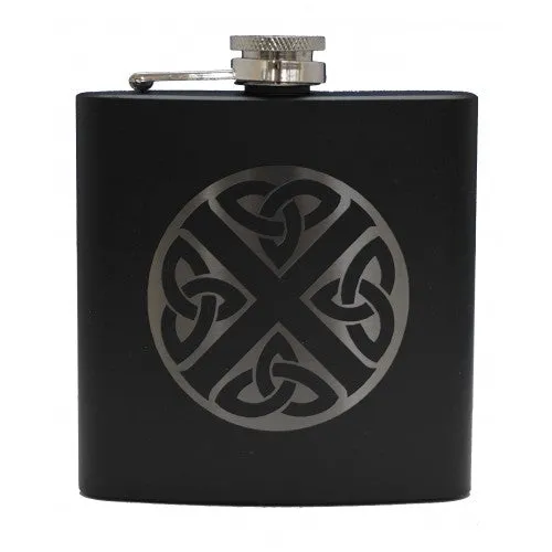 6oz Matt Black Hip Flask in 9 Designs