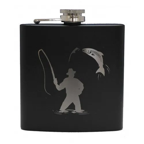 6oz Matt Black Hip Flask in 9 Designs