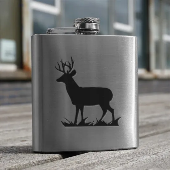 6oz Stainless Steel Hip Flasks in 8 Designs