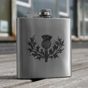 6oz Stainless Steel Hip Flasks in 8 Designs