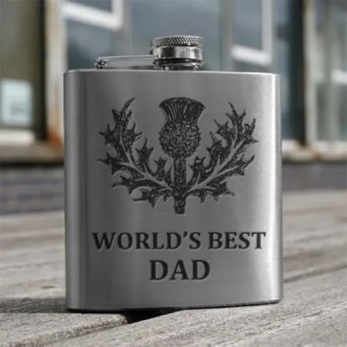 6oz Stainless Steel Hip Flasks in 8 Designs