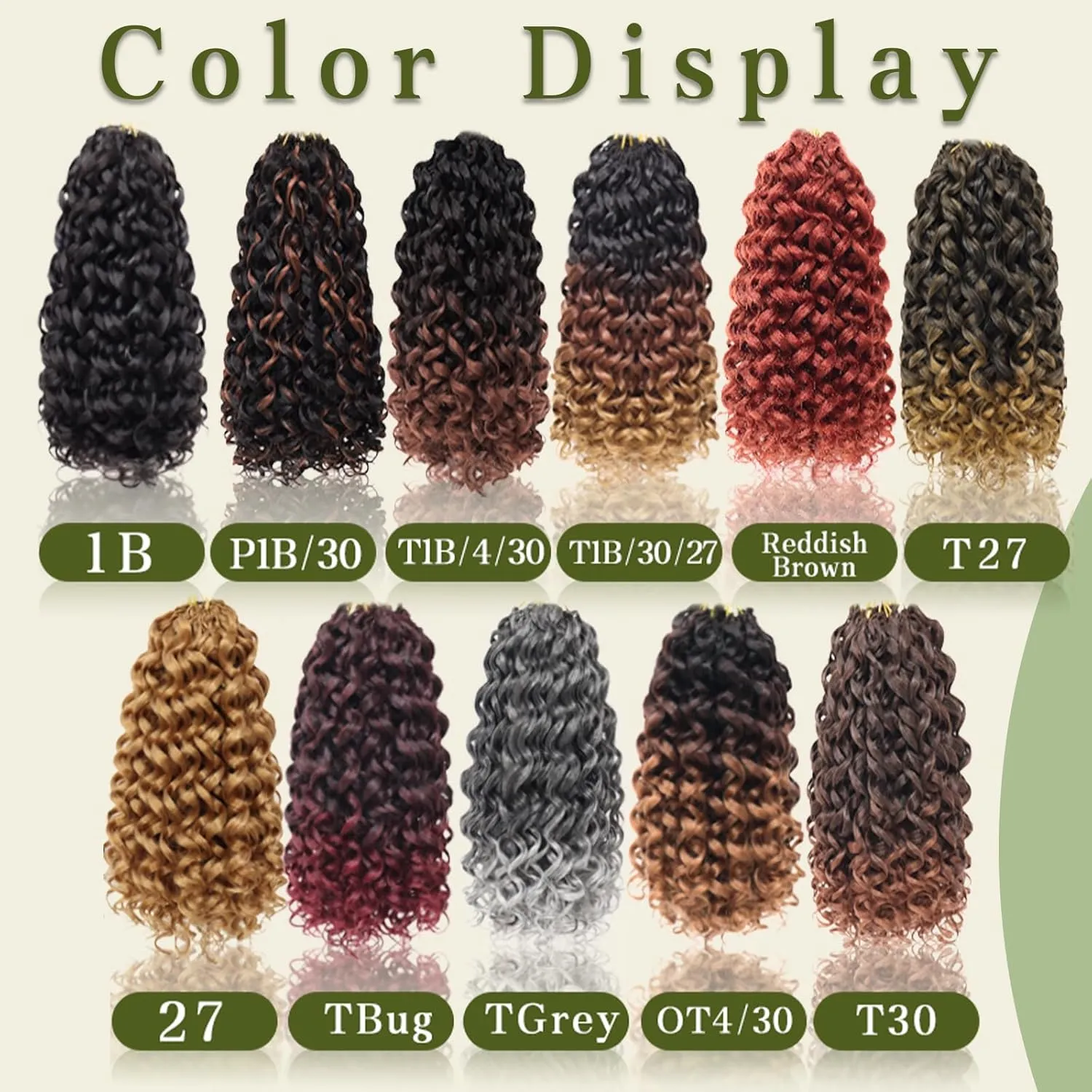 7 Packs Curly Crochet Hair for Black Women 14 Inch GOGO Curl Crochet Hair Deep Ocean Wave Synthetic Bohemian Crochet Braids (14 inch, TGREY)