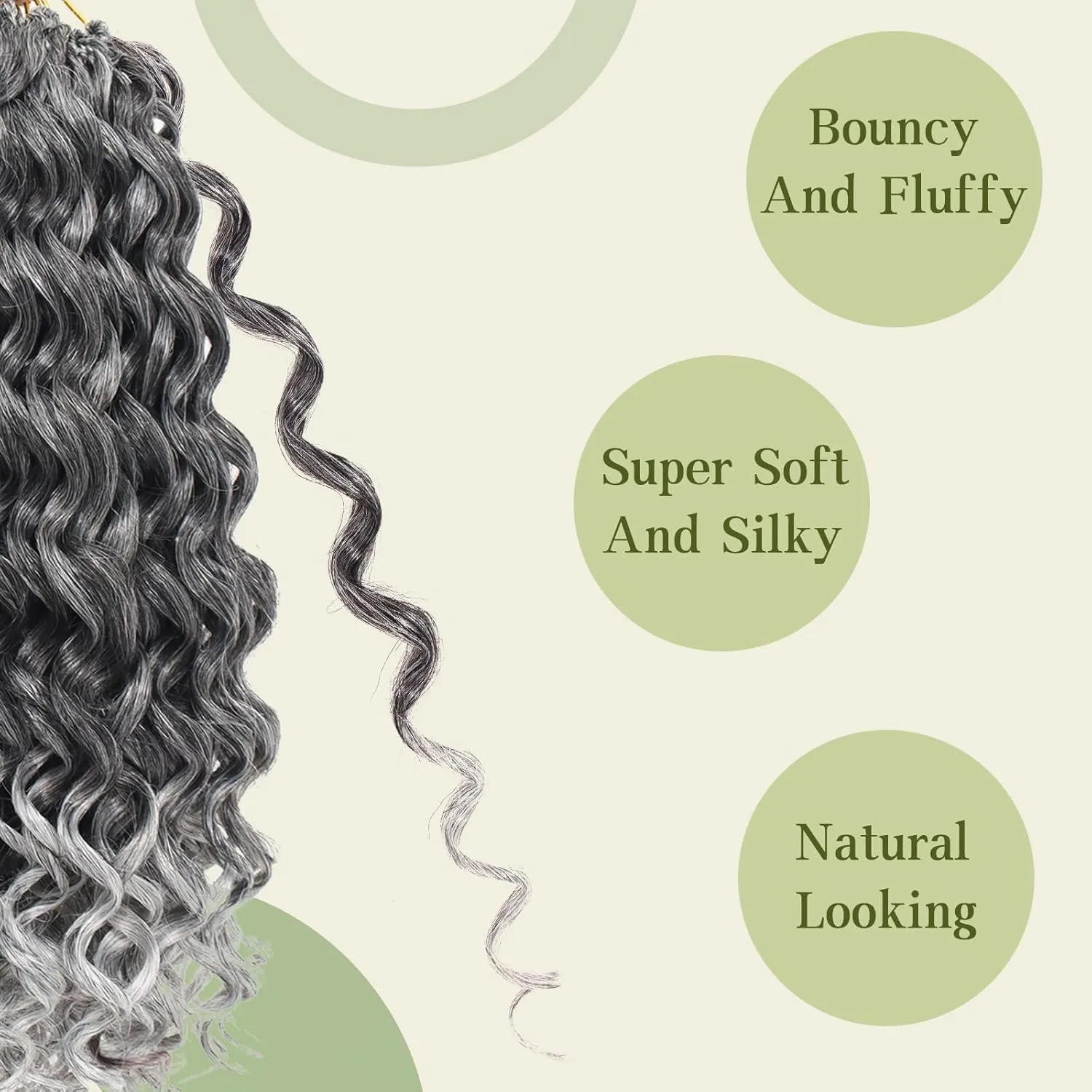 7 Packs Curly Crochet Hair for Black Women 14 Inch GOGO Curl Crochet Hair Deep Ocean Wave Synthetic Bohemian Crochet Braids (14 inch, TGREY)