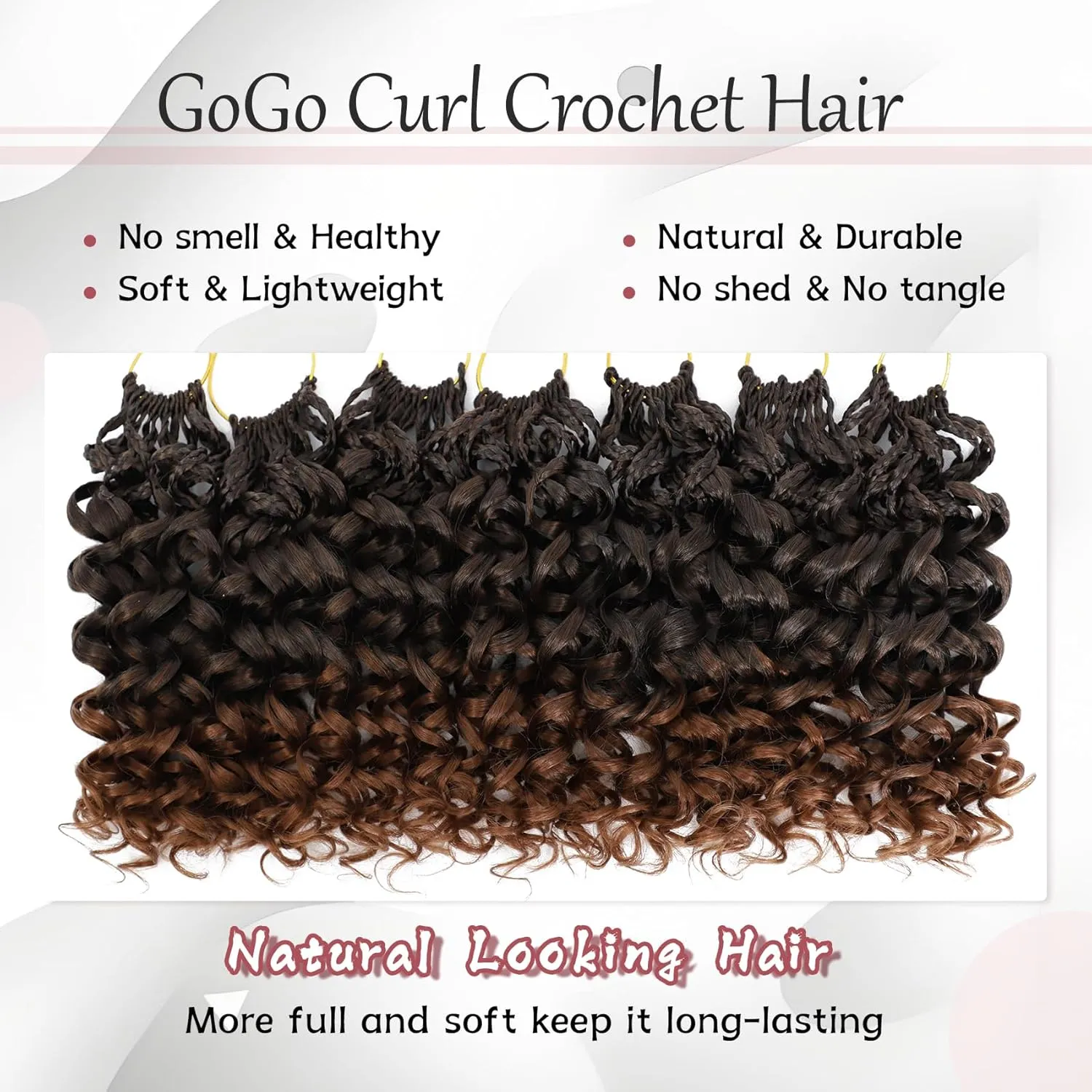 7 Packs Gogo Curl Crochet Hair for Women 10 Inch Pre-Twisted Curly Crochet Hair Pre Looped Deep Ocean Water Wave Beach Curl Crochet Braids Synthetic Braiding Hair Extensions (10 Inch, 1B/30)