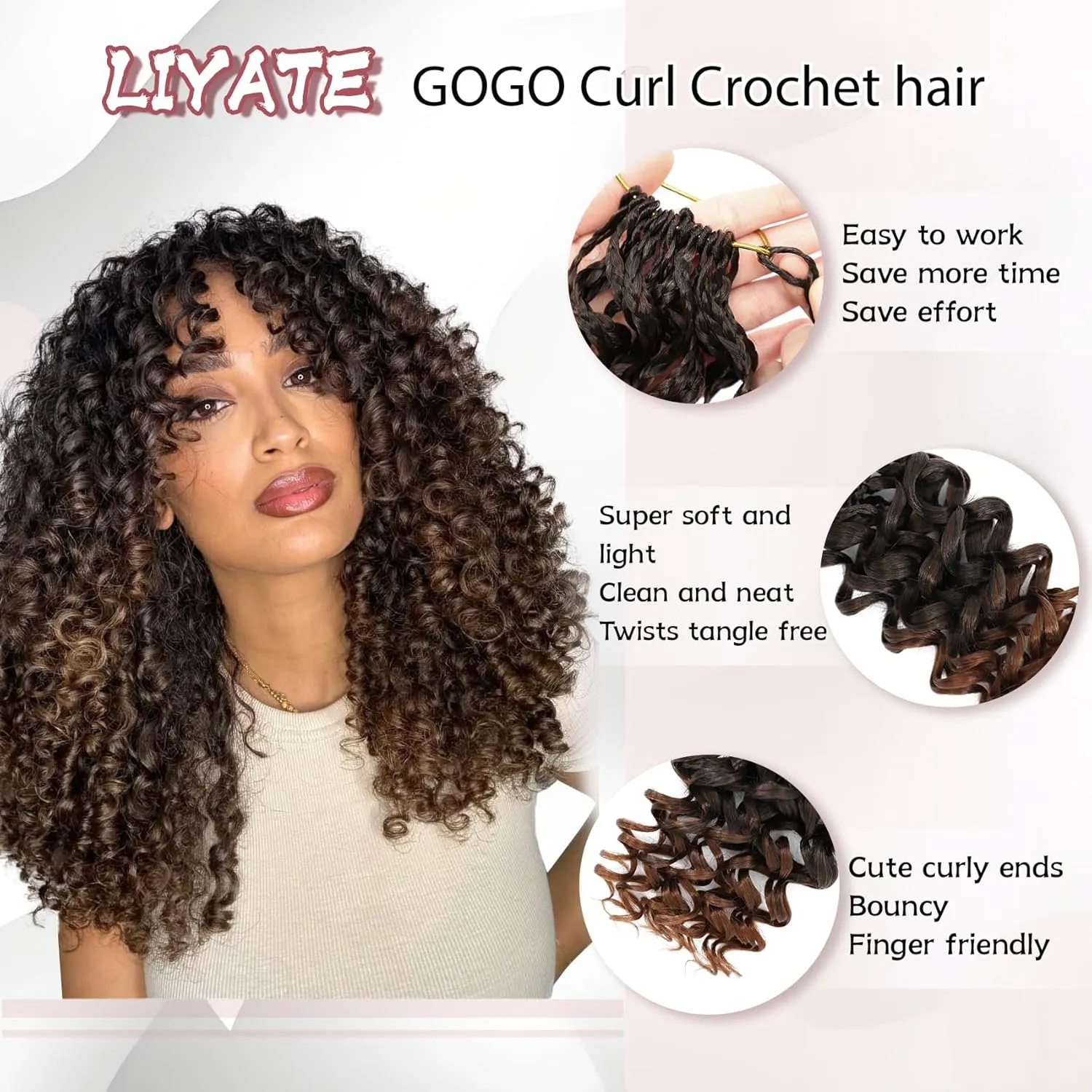 7 Packs Gogo Curl Crochet Hair for Women 10 Inch Pre-Twisted Curly Crochet Hair Pre Looped Deep Ocean Water Wave Beach Curl Crochet Braids Synthetic Braiding Hair Extensions (10 Inch, 1B/30)