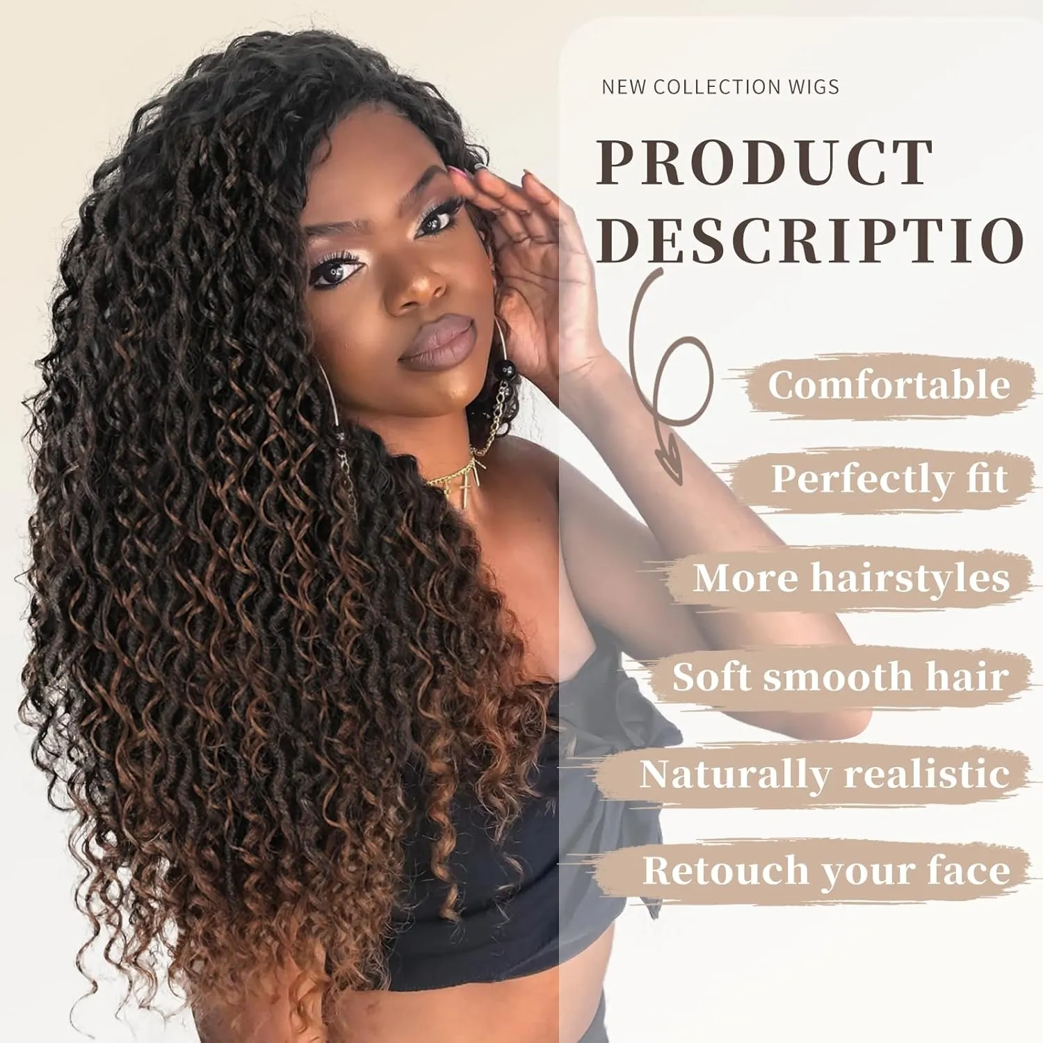 8 Packs Curly Boho Braids Faux Locs Crochet Hair, 14 Inch Goddess Locs Crochet Hair, Hippie Locs, Hair Extensions (14 Inch, 8 Packs, 4#)