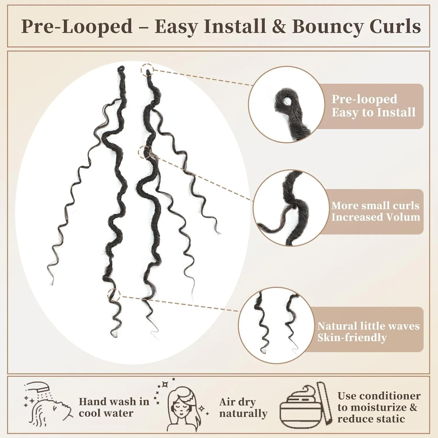 8 Packs Curly Boho Braids Faux Locs Crochet Hair, 14 Inch Goddess Locs Crochet Hair, Hippie Locs, Hair Extensions (14 Inch, 8 Packs, 4#)