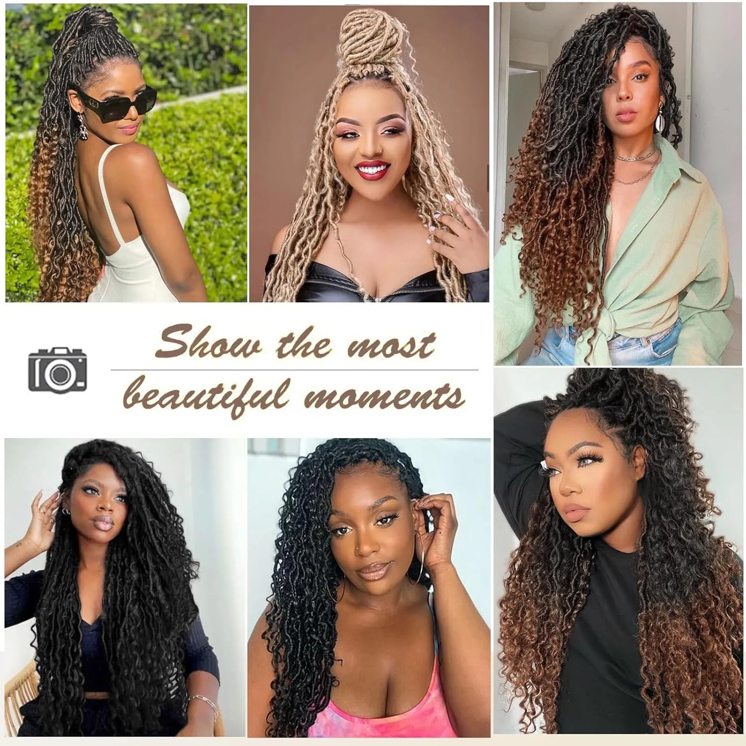8 Packs Curly Boho Braids Faux Locs Crochet Hair, 14 Inch Goddess Locs Crochet Hair, Hippie Locs, Hair Extensions (14 Inch, 8 Packs, 4#)