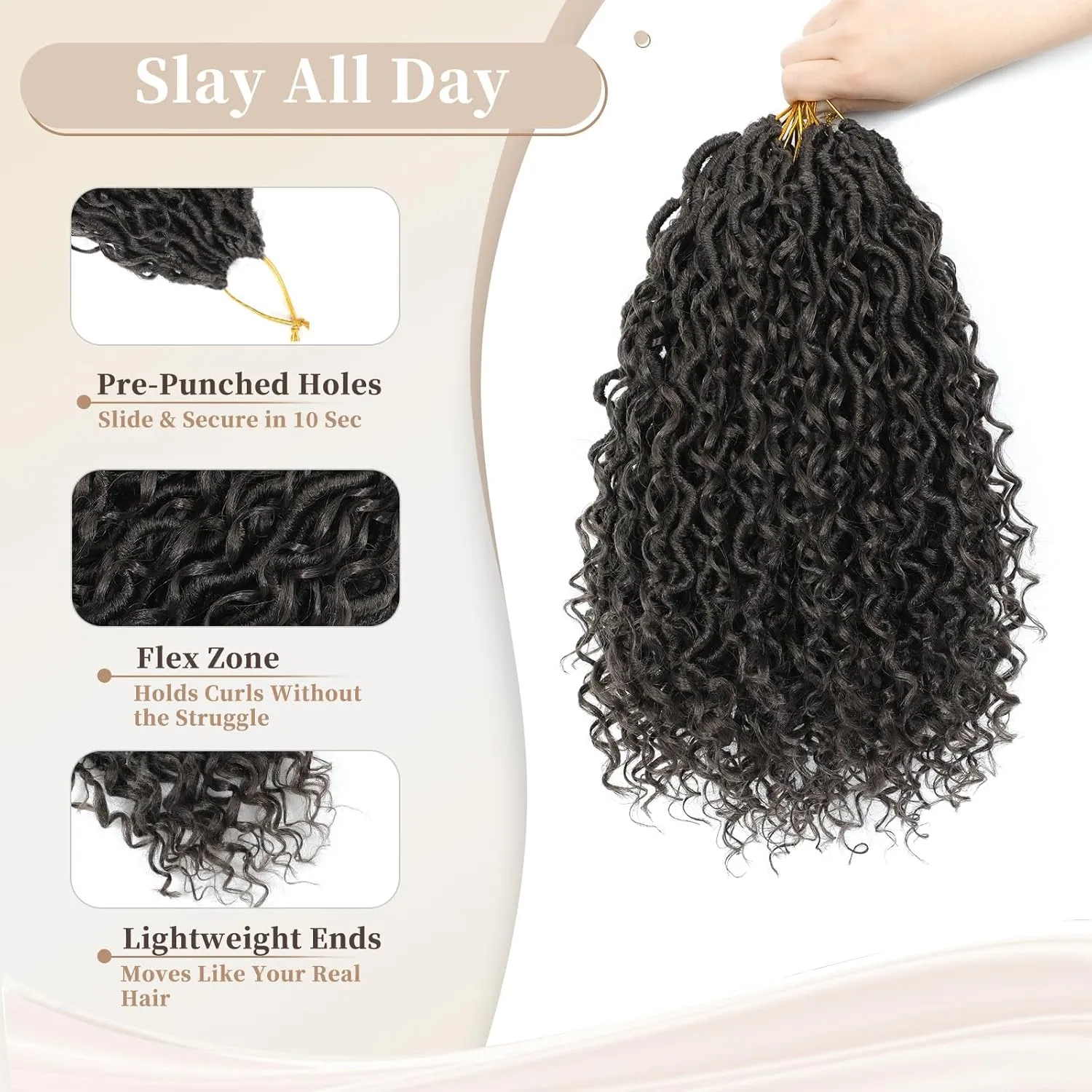 8 Packs Curly Boho Braids Faux Locs Crochet Hair, 14 Inch Goddess Locs Crochet Hair, Hippie Locs, Hair Extensions (14 Inch, 8 Packs, 4#)