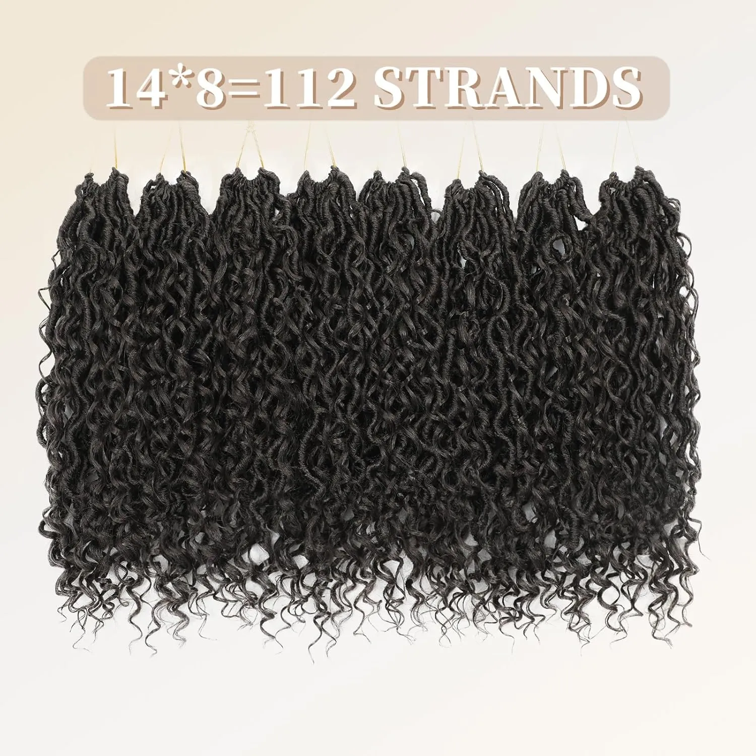 8 Packs Curly Boho Braids Faux Locs Crochet Hair, 14 Inch Goddess Locs Crochet Hair, Hippie Locs, Hair Extensions (14 Inch, 8 Packs, 4#)