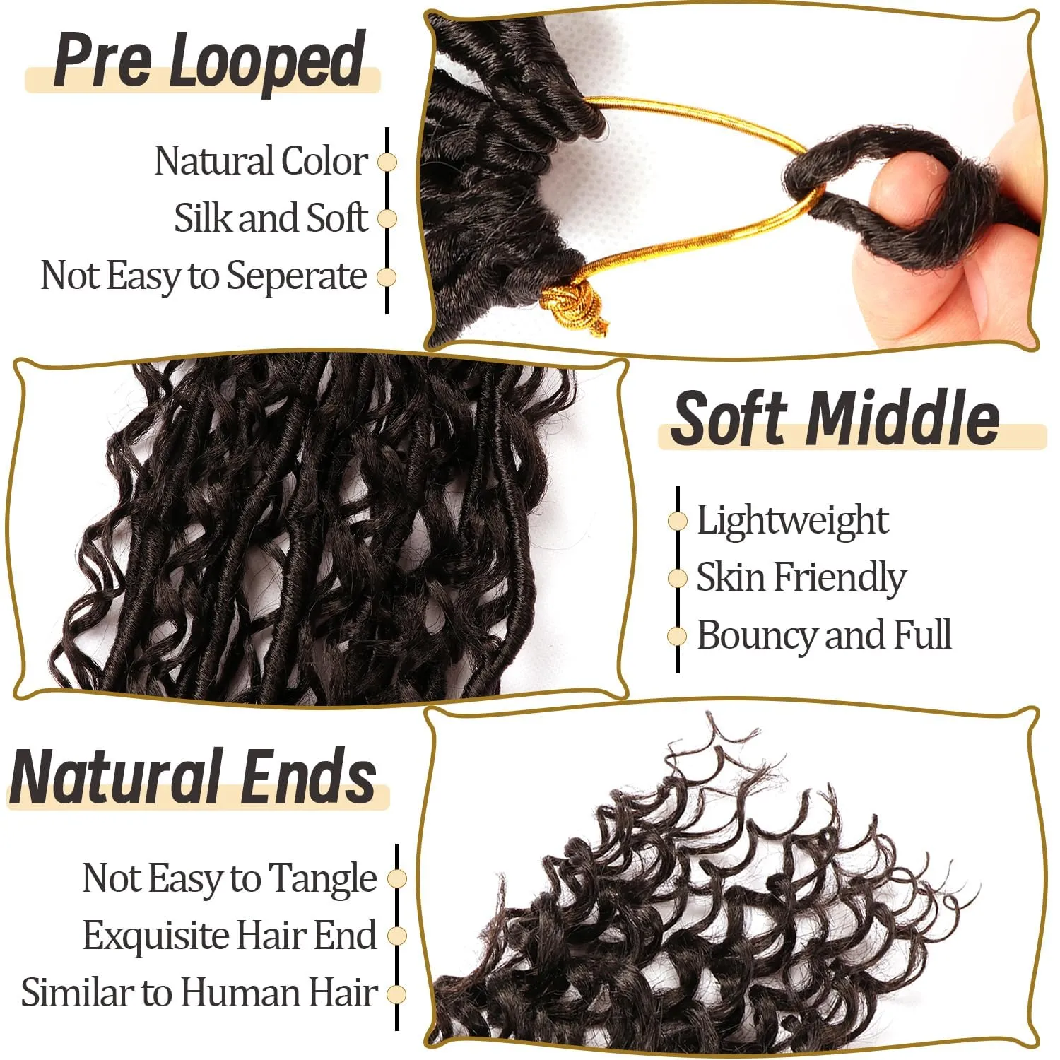 8 Packs Goddess Faux Locs Crochet Hair-24 Inch Boho Soft Locs Crochet Hair for Black Women (#2, 24 Inch(Pack of 8))