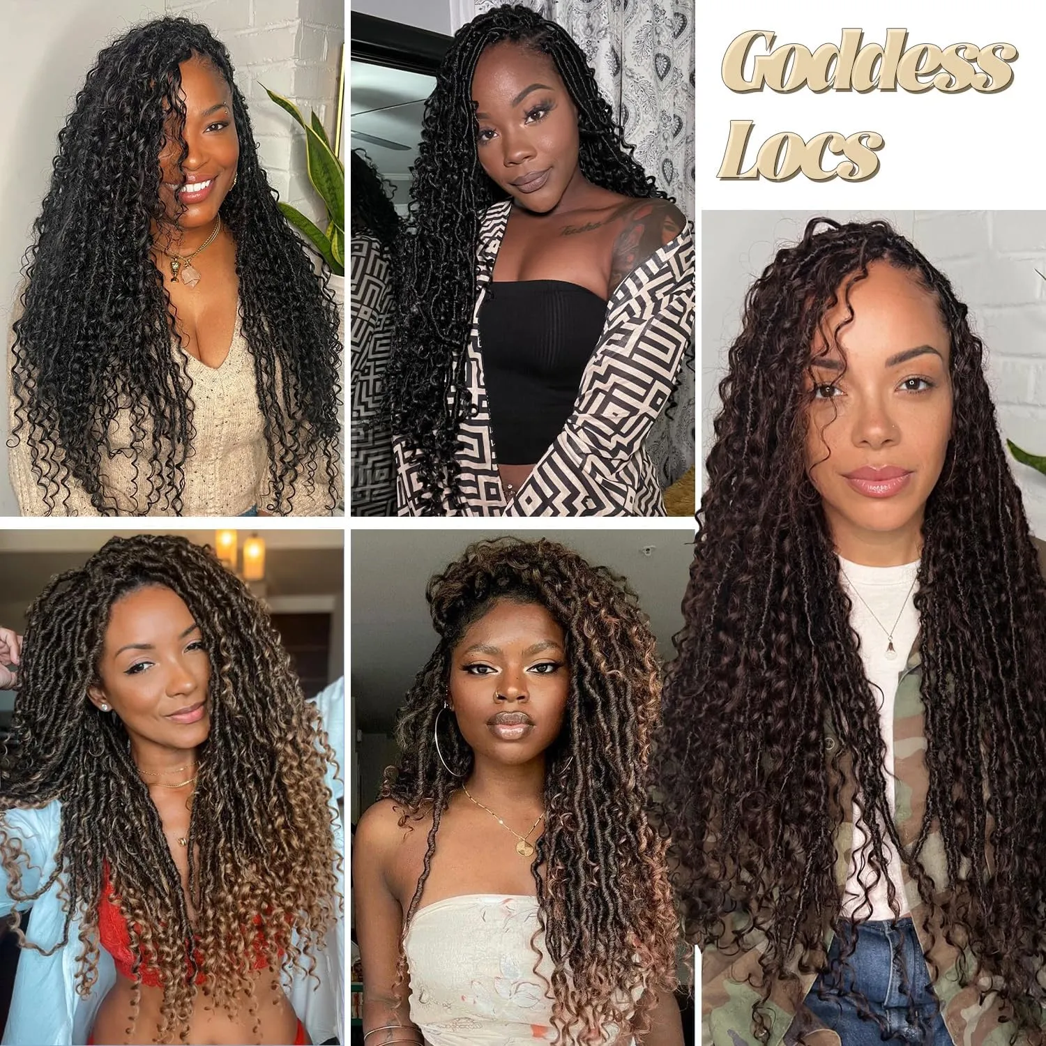 8 Packs Goddess Faux Locs Crochet Hair-24 Inch Boho Soft Locs Crochet Hair for Black Women (#2, 24 Inch(Pack of 8))