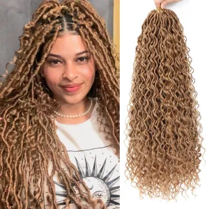 8 Packs Goddess Faux Locs Crochet Hair for Black Women, Long Goddess Locs Crochet Hair, Boho Style Locs, River Locs with Curly Ends (22Inch, 27#, 8Packs)