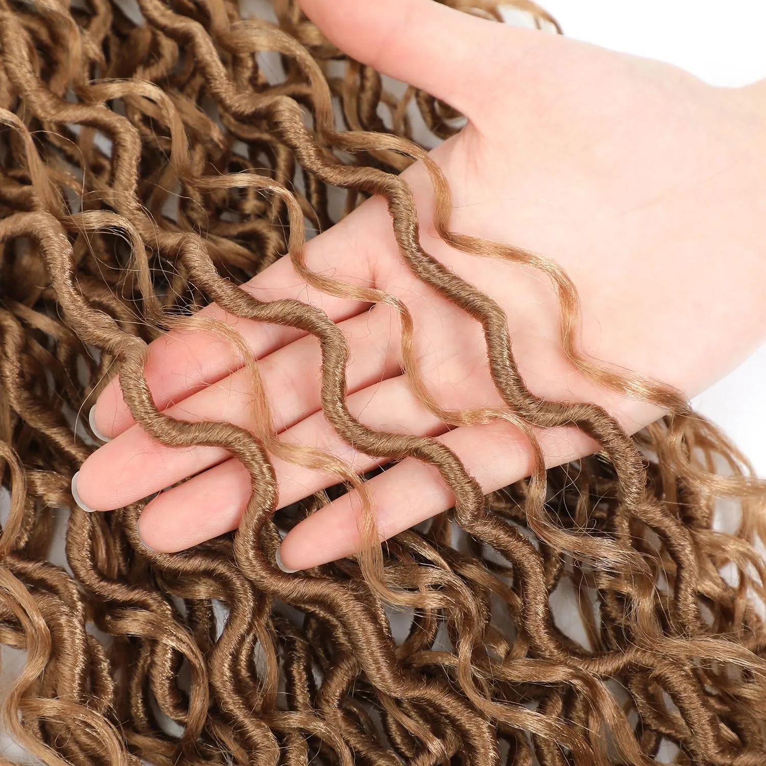 8 Packs Goddess Faux Locs Crochet Hair for Black Women, Long Goddess Locs Crochet Hair, Boho Style Locs, River Locs with Curly Ends (22Inch, 27#, 8Packs)