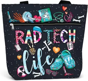 84hoods Large Waterproof Tote Bag with Pockets and Zipper for Work. Gift for Nurse. Shoulder Bag for Women.