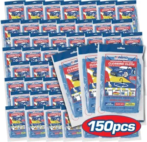 ABRO Masters Microfiber Towels Cleaning, Blue - 40x40cm, Lint-Free Microfiber Rags, Quick Dry, Absorbent Texture, for Interior & Exterior Cleaning Without Chemicals (150)