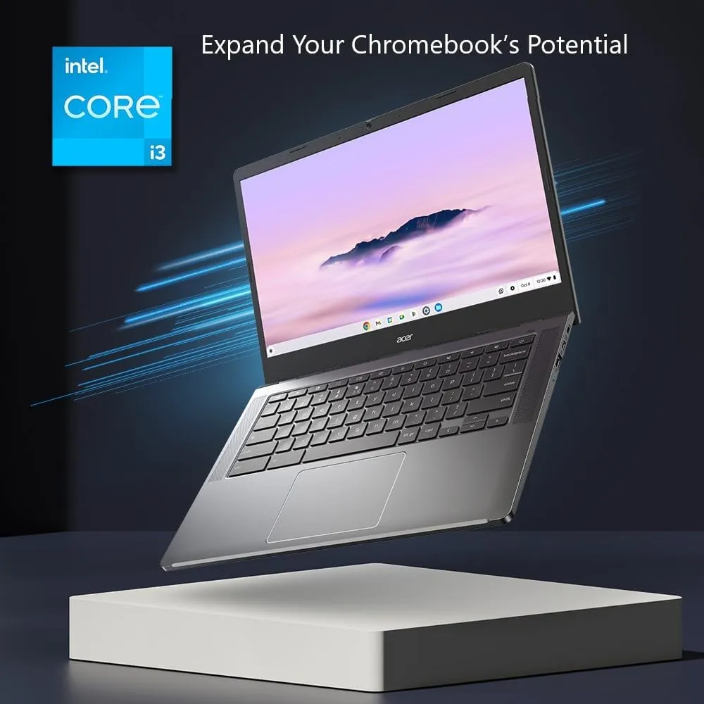Acer Chromebook Plus 514 Laptop with Google AI – 14" Full HD 1920 x 1080 IPS Touch Display | Intel Core i3-N305 | 8GB LPDDR5 | 128GB SSD | Wi-Fi 6E | FHD Camera | Chrome OS | CB514-4HT-375Z