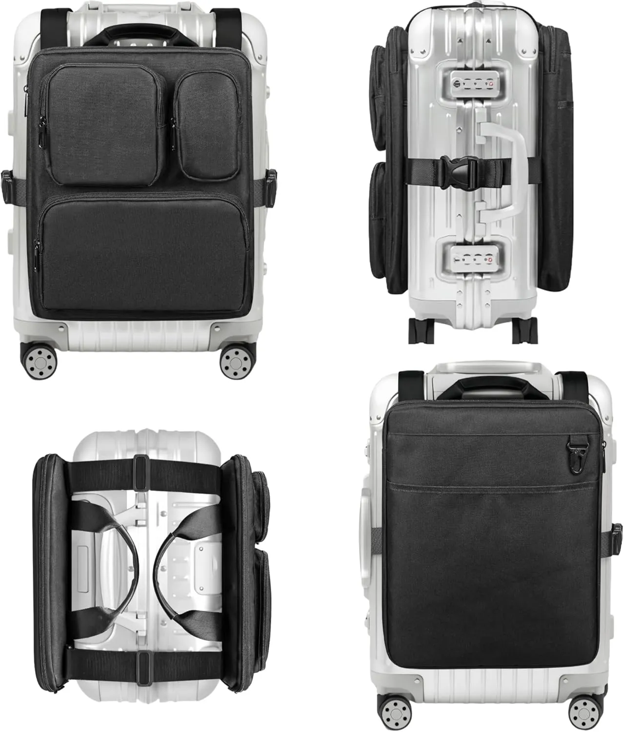 Add-a-Bag Luggage Strap – Adjustable Over Luggage Organizer for Hanging Extra Bag, Hands-Free Multi Travel Accessory for Business Trips & Vacations, Fits Most Suitcases (Black-3)