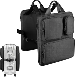 Add-a-Bag Luggage Strap – Adjustable Over Luggage Organizer for Hanging Extra Bag, Hands-Free Multi Travel Accessory for Business Trips & Vacations, Fits Most Suitcases (Black-3)