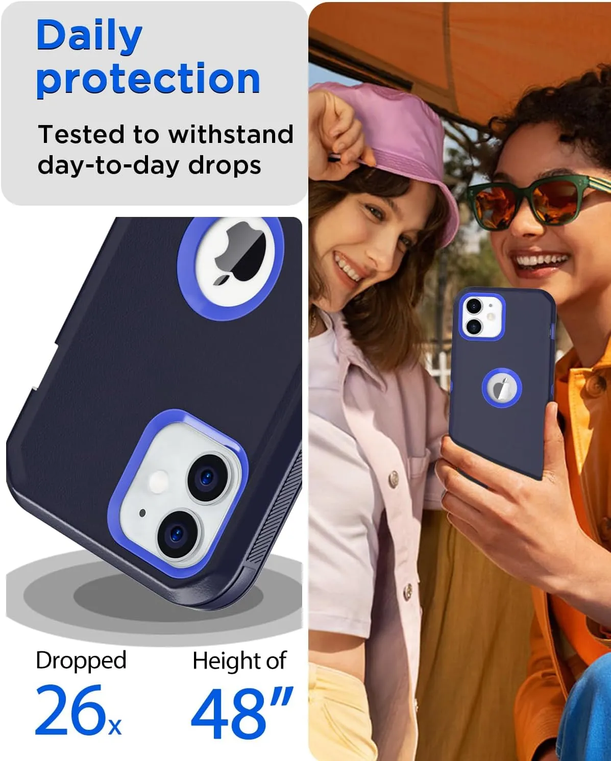 AICase for iPhone 11 Case,Heavy Duty Drop Protection Full Body Rugged Shockproof Military Protective Tough Durable Cover for iPhone 11 6.1"_8 Maritime Blue/Admiral Blue