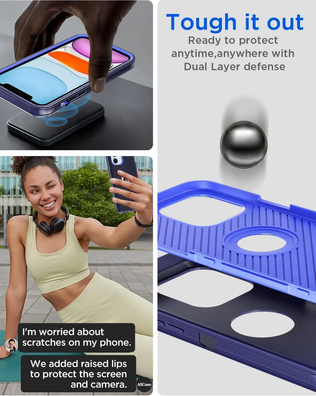 AICase for iPhone 11 Case,Heavy Duty Drop Protection Full Body Rugged Shockproof Military Protective Tough Durable Cover for iPhone 11 6.1"_8 Maritime Blue/Admiral Blue