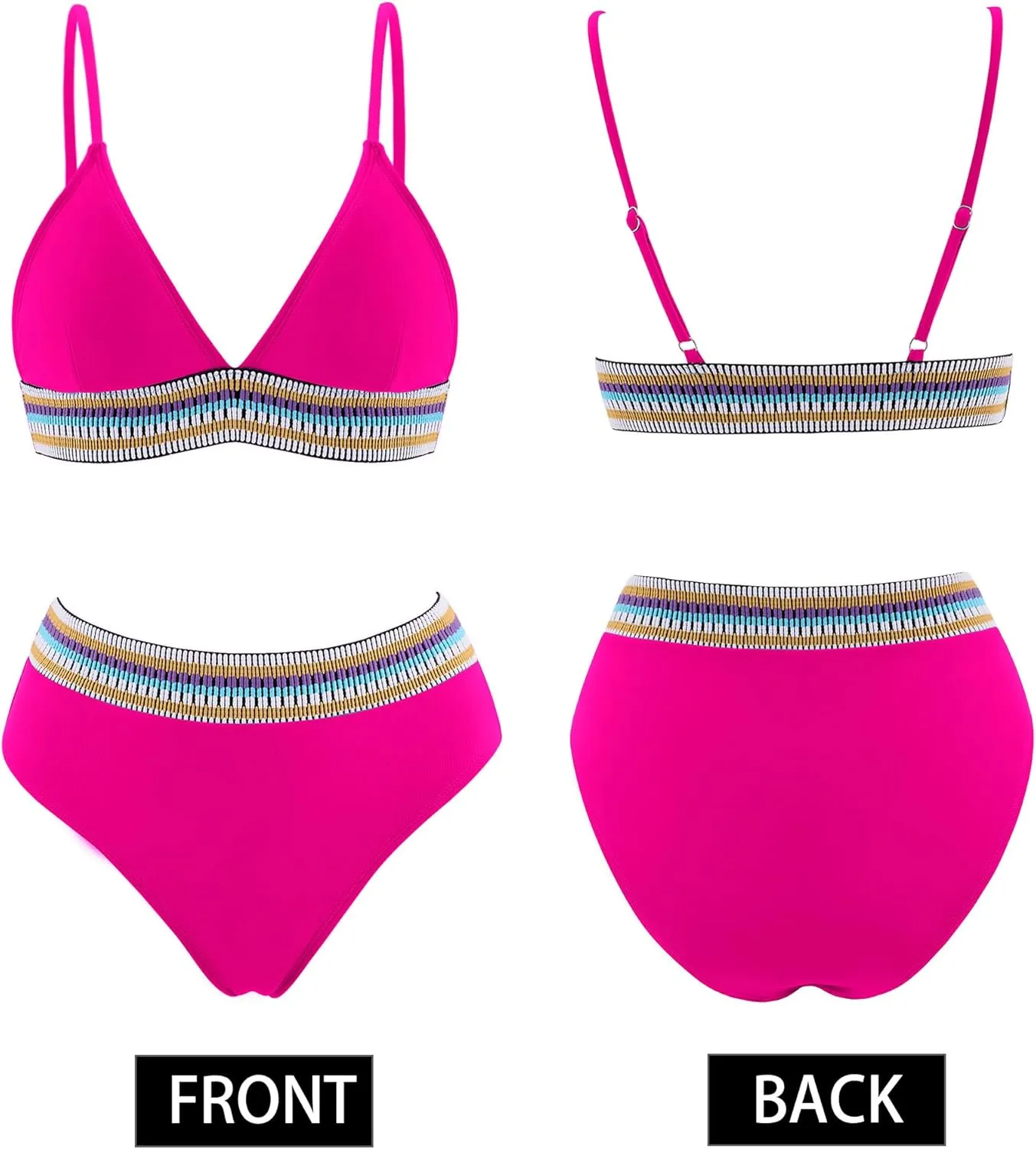 AI'MAGE High Waisted Bikini Sets for Women 2025 Triangle Color Block Two Piece Swimsuits Tummy Control Bathing Suits