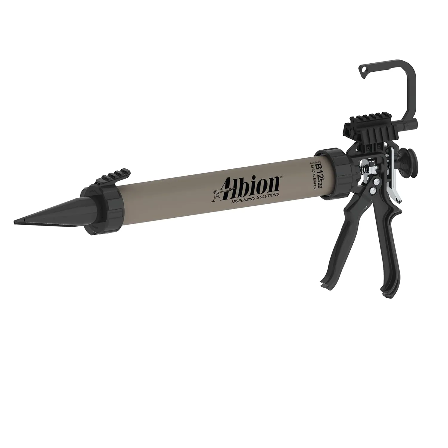 Albion Engineering B12S20(SPE) B-Line Manual Sausage Caulking Gun, Special Edition with Picatinny Rail Mounts & Integrated Hook, 20 oz, 12:1 Drive