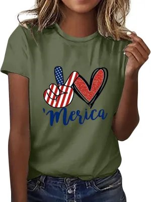 American Flag Shirt Women Independence Shirt Women Graphic T Shirts for Women Top Crewneck