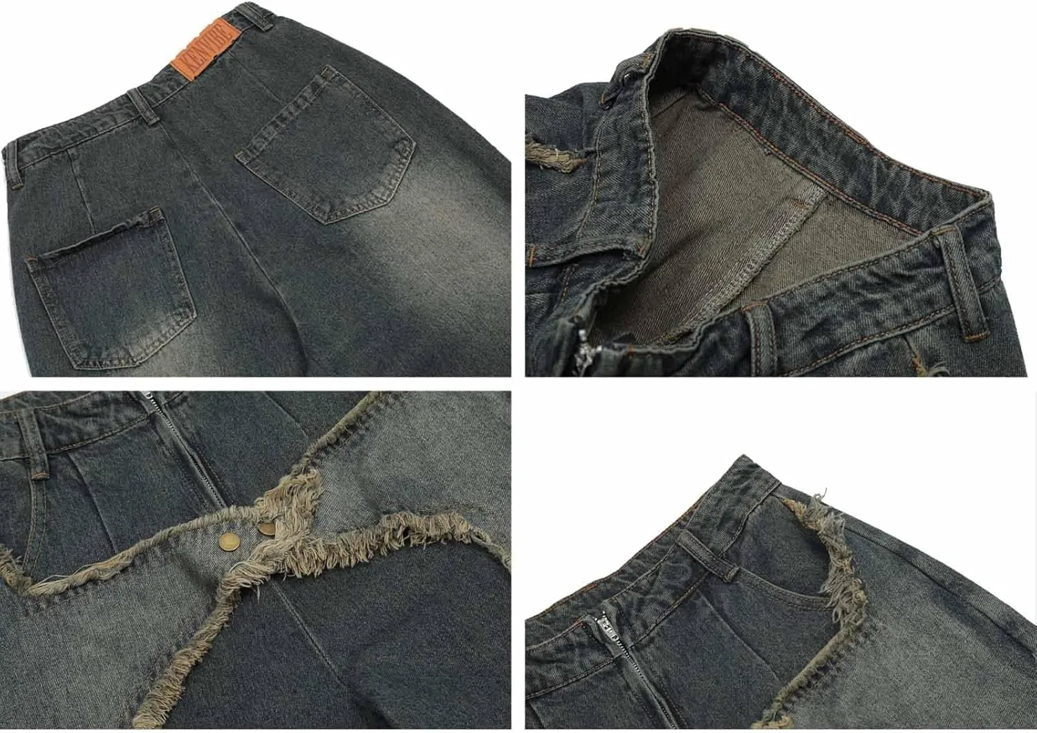 American Vintage Men's Jeans Star Embroidery Multi Pocket Jeans Men's Loose Wide Leg Straight Leg Pants