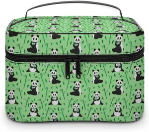 Anime Animal Cute Pandas Travel Makeup Bag For Women Cosmetic Bags Organizer With Soft Handle Compartments Mens Big Capacity Skincare Toiletry Bag Camping Wedding Make Up Pouch