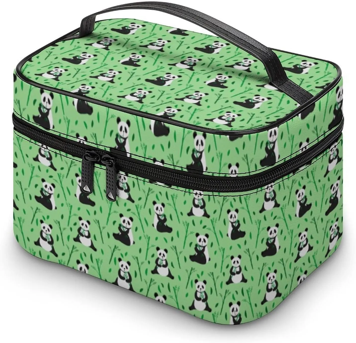 Anime Animal Cute Pandas Travel Makeup Bag For Women Cosmetic Bags Organizer With Soft Handle Compartments Mens Big Capacity Skincare Toiletry Bag Camping Wedding Make Up Pouch