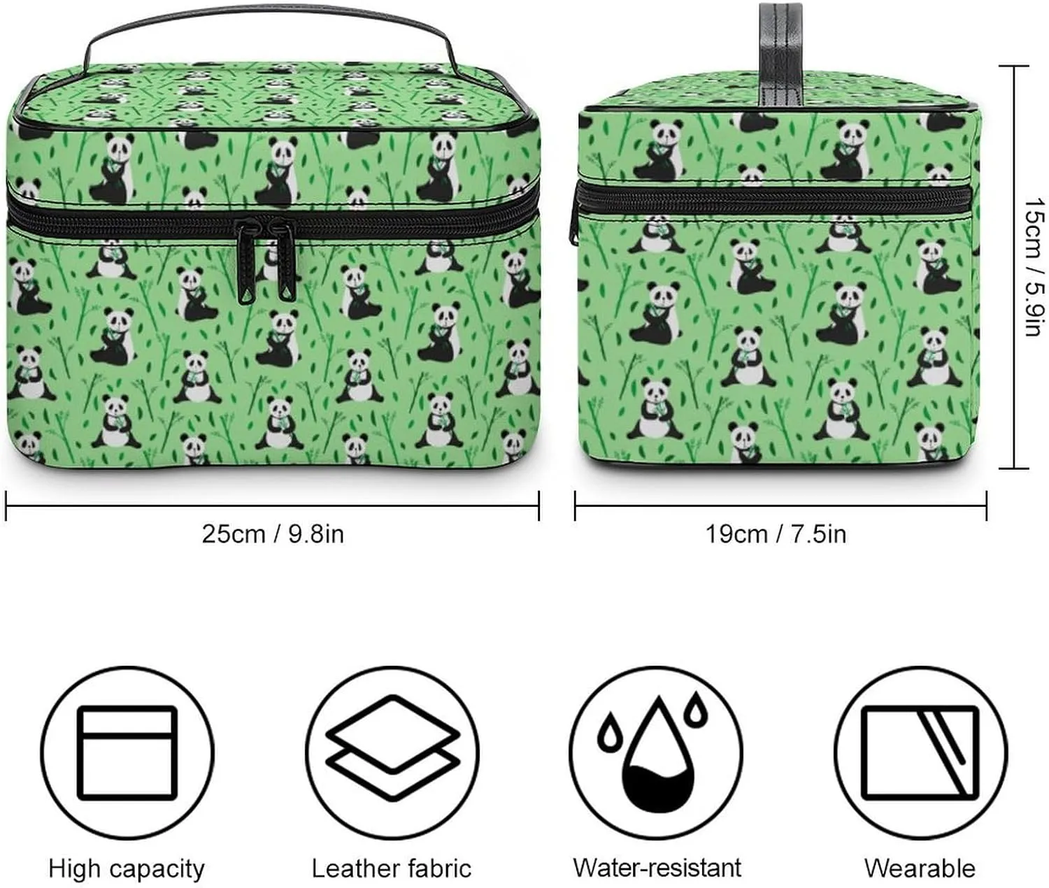 Anime Animal Cute Pandas Travel Makeup Bag For Women Cosmetic Bags Organizer With Soft Handle Compartments Mens Big Capacity Skincare Toiletry Bag Camping Wedding Make Up Pouch