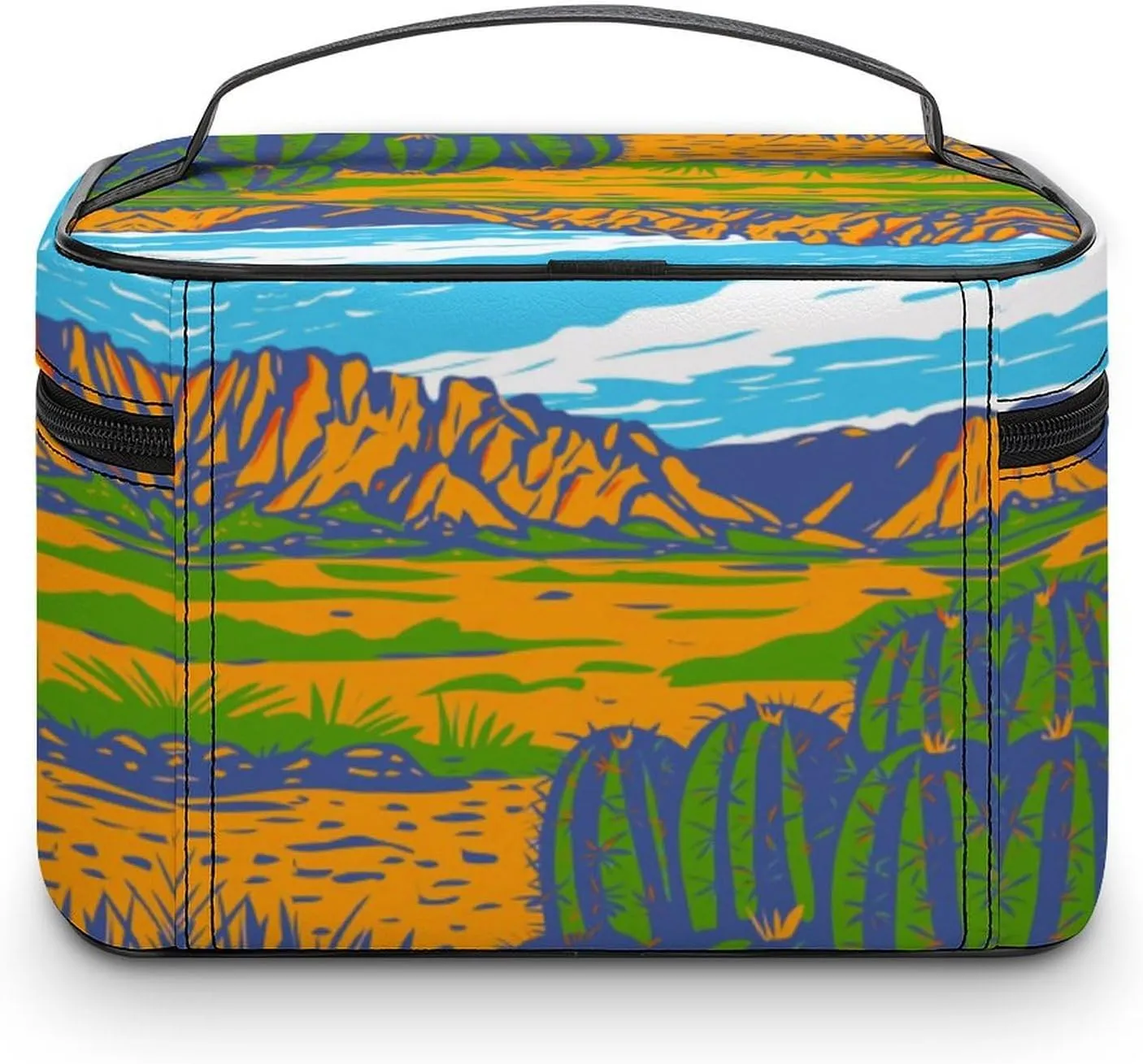 Anime Cactus Poster Makeup Bags For Women Travel Cosmetic Bag Large Waterproof Skincare Toiletry Bags With Handle Cosmetic Organizer Portable Make Up Box For Wedding Party