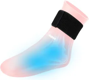 Ankle Ice Pack Wrap for Swelling and Injuries Recovery,Reusable Gel Ice Pack for Foot and Ankle,Ice Cold Compression Sock for Foot Heel Wrap,Tendonitis,Plantar Fasciitis,Swelling,Sprained,Pink