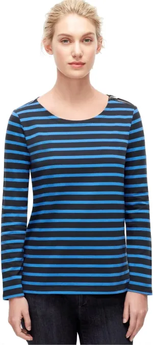 Ann Taylor - Women's S - Tonal Blue Striped Interlock Cotton Knit Top - Tee