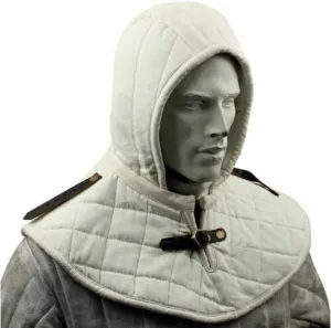 AnNafi® Padded Arming Cotton Padded Coif Cap Renaissance Medieval Armor Collar & Coif Arming Cap Aventail Neck Head Protector Under Armor Chainmail for Men White