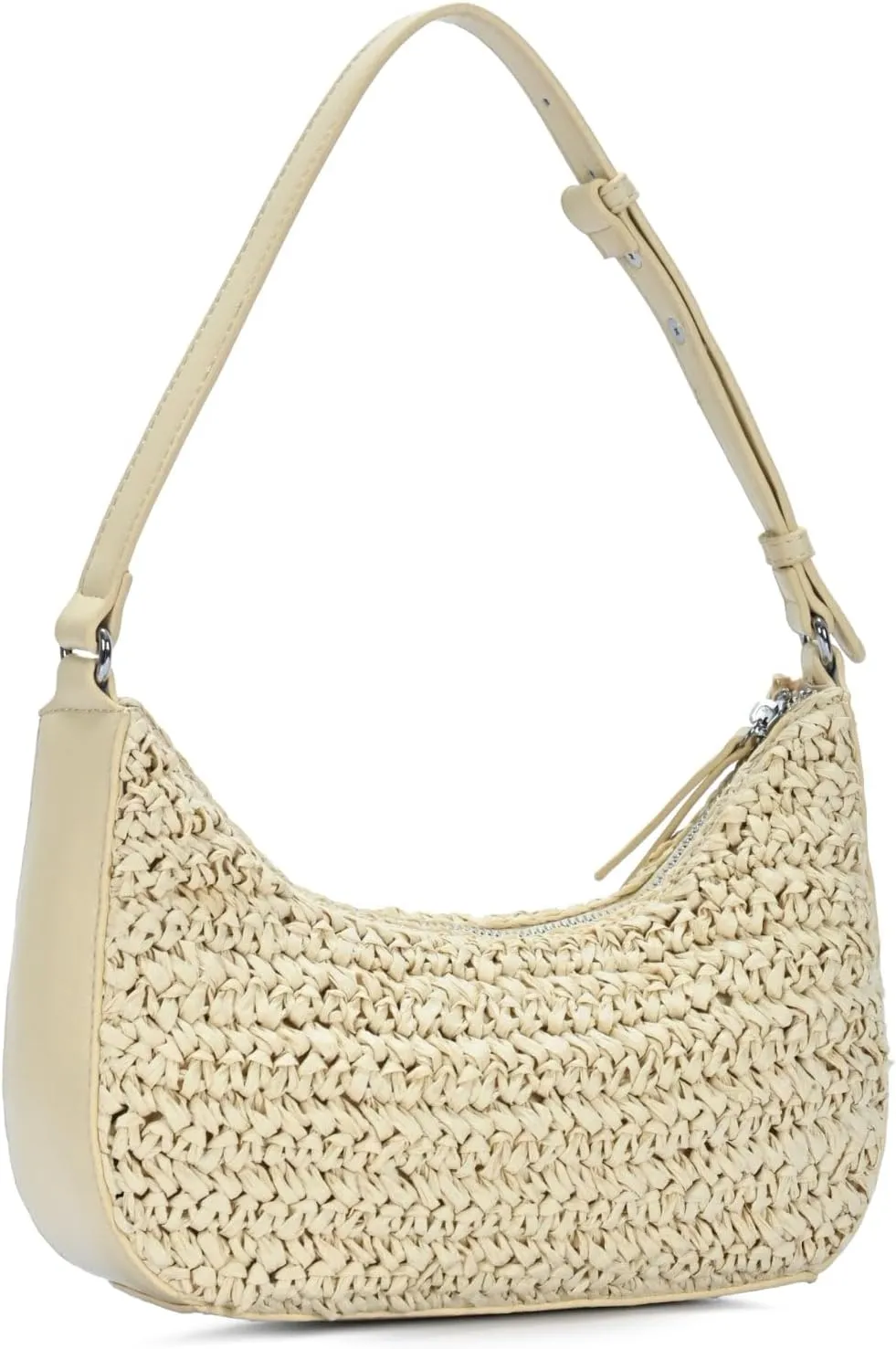Antik Kraft Jules Straw Shoulder Bag | Handcrafted Straw Purse with Adjustable Shoulder Strap | Eco-Friendly Summer Bag
