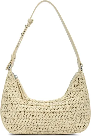 Antik Kraft Jules Straw Shoulder Bag | Handcrafted Straw Purse with Adjustable Shoulder Strap | Eco-Friendly Summer Bag